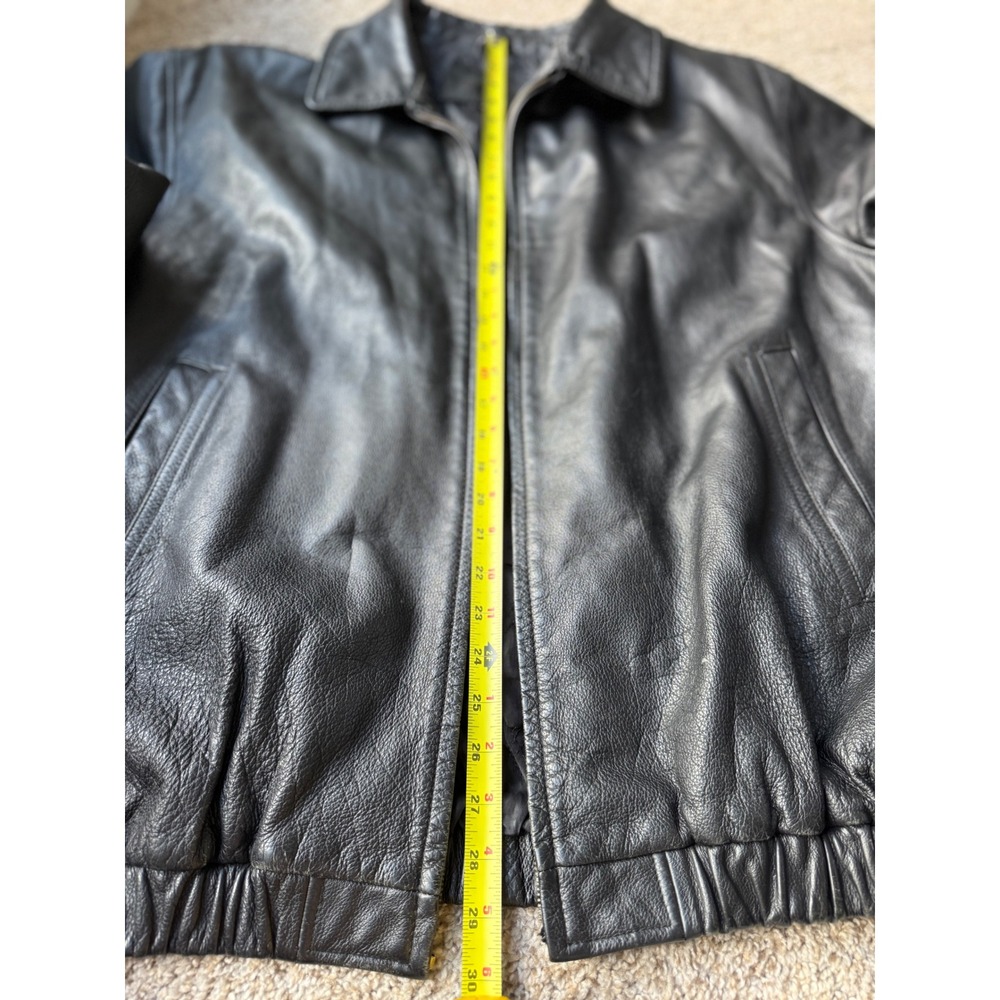 St. John Bay Leather Jacket men XLT Black Bomber Lined Collared - Picture 6 of 13